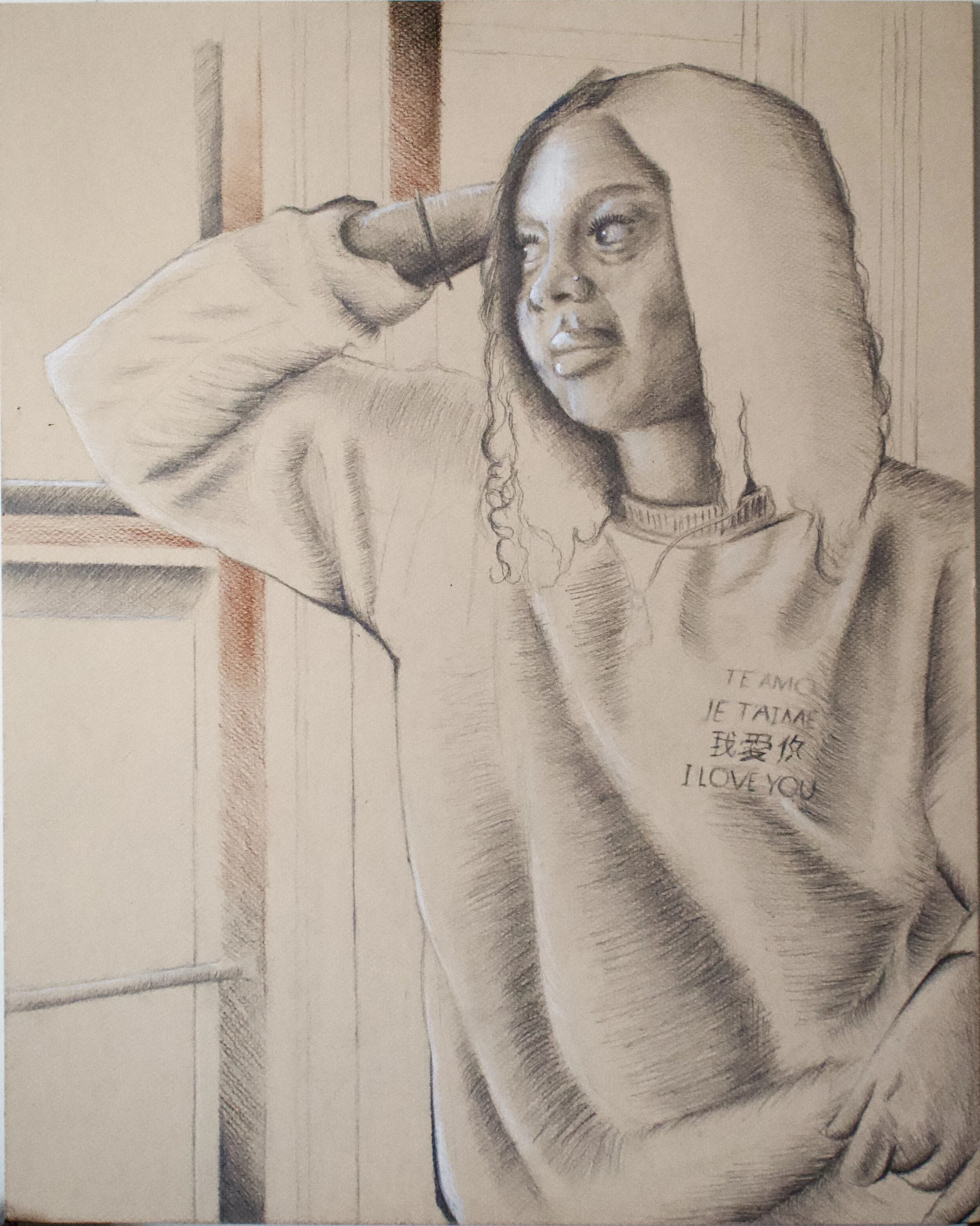 “Zhane” 2020Graphite and colored pencil on paper, 20 in x 16 in