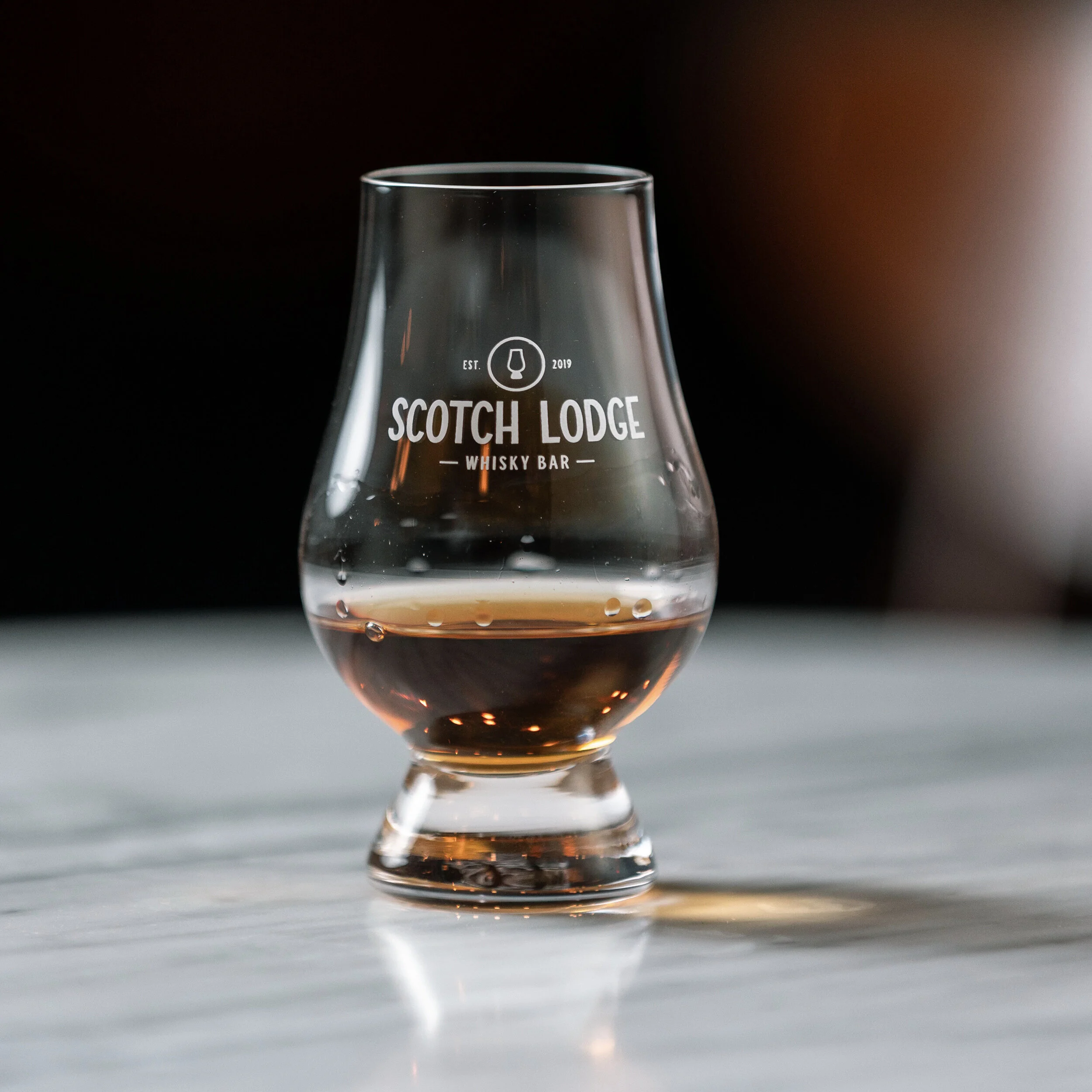 Scotch Lodge Monogrammed Glencairn Glass - (Available for local pick up)