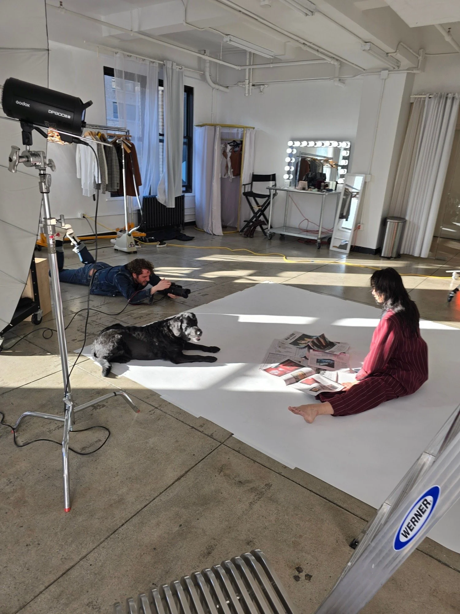 On the ground shooting with the Rogue Ballerina at photo studio in midtown manhattan