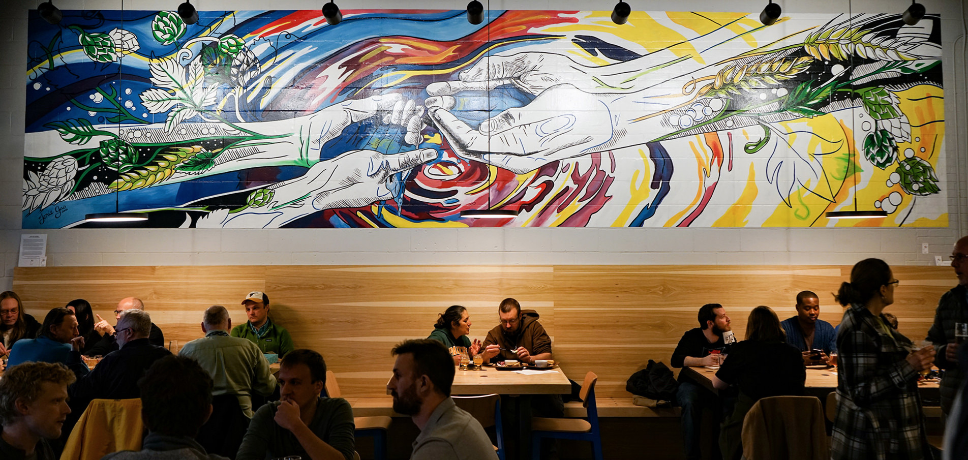 How We Gather - a mural by Jenie Gao Studio for Working Draft Beer Company