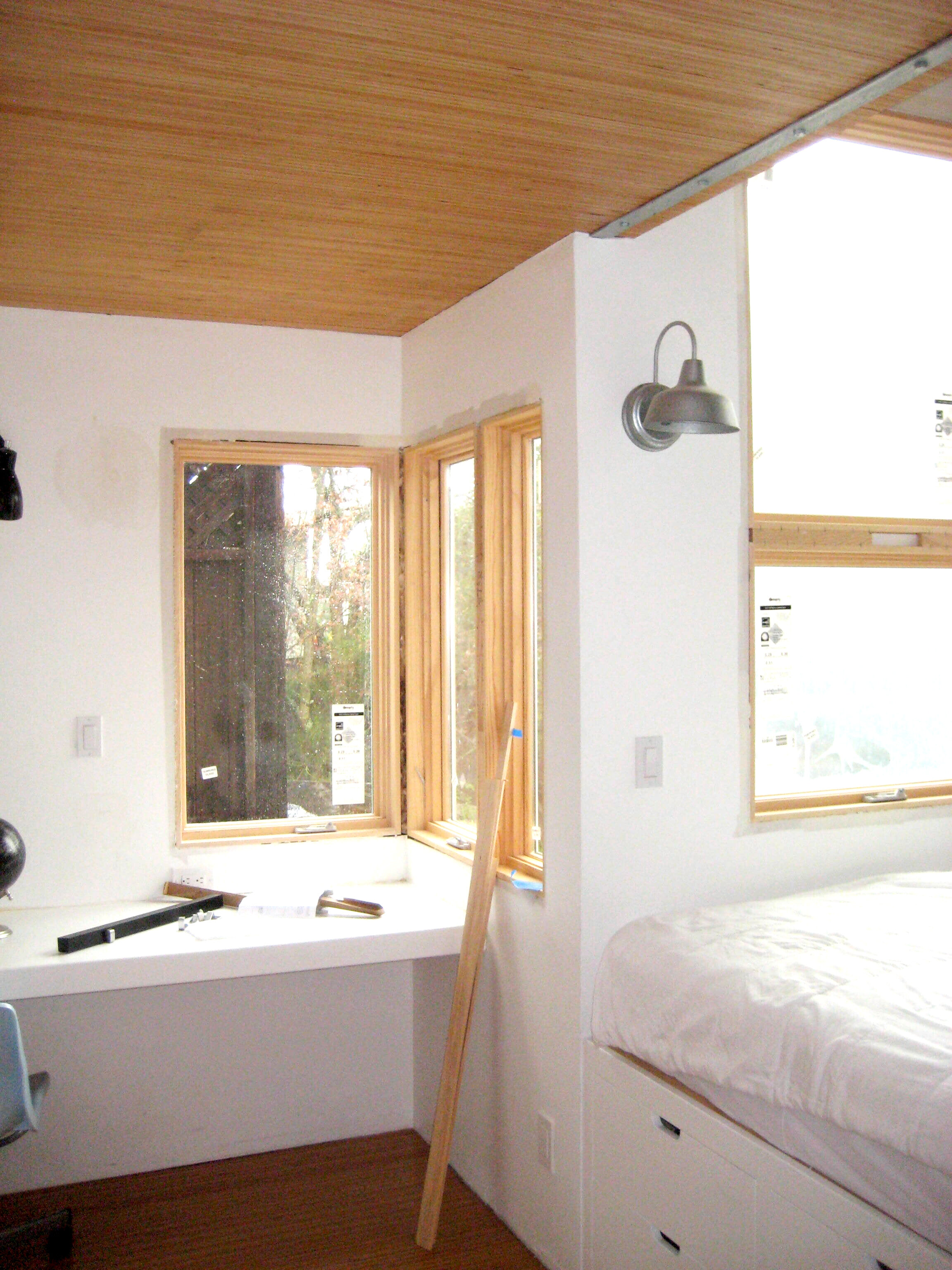 Note the wood ceiling. This project featured a 3-1/2” thick solid wood floor sandwich which saved precious space and provided finish ceiling and floor surfaces in one assembly.