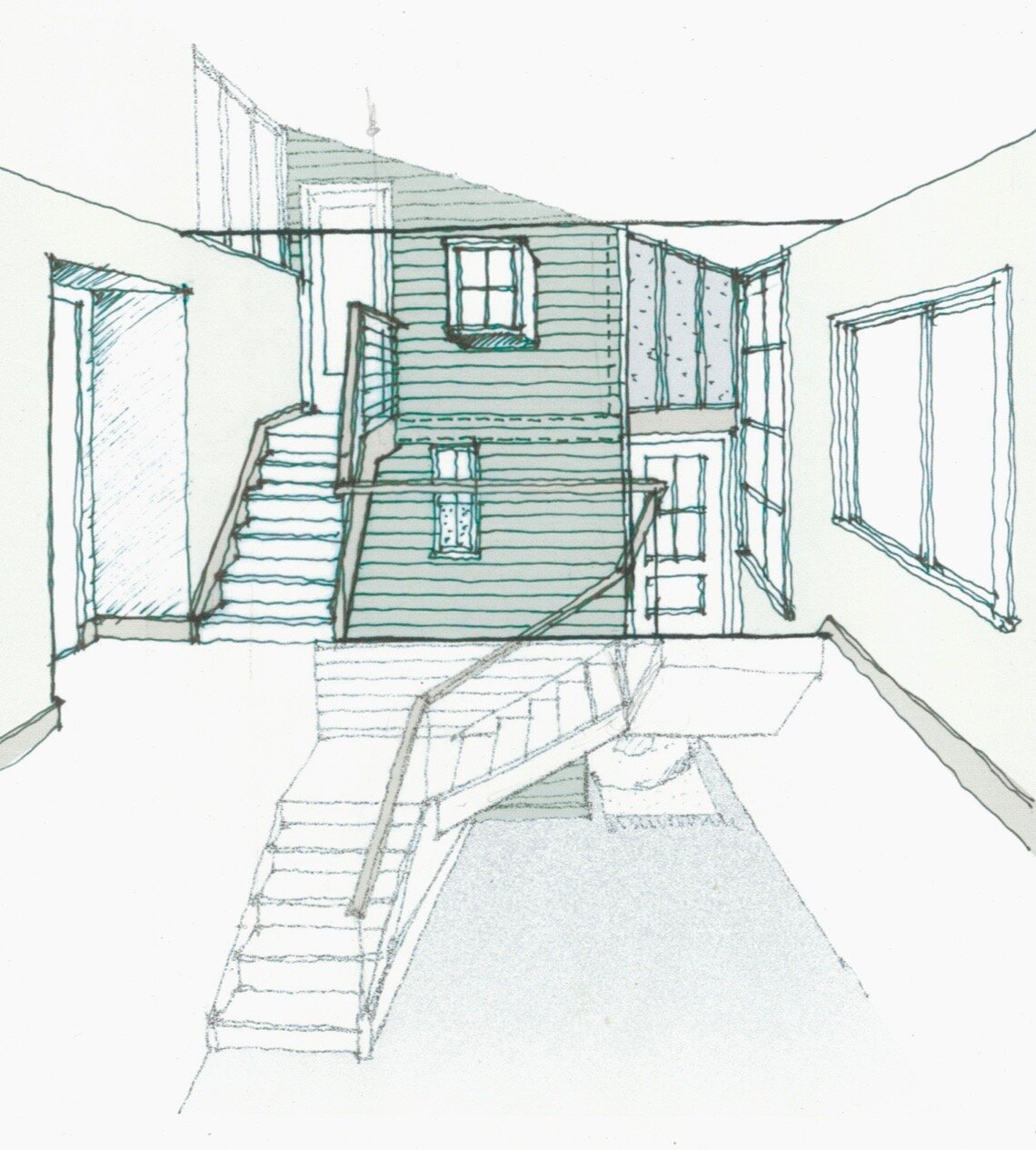 Initial “Stair Village” concept sketch