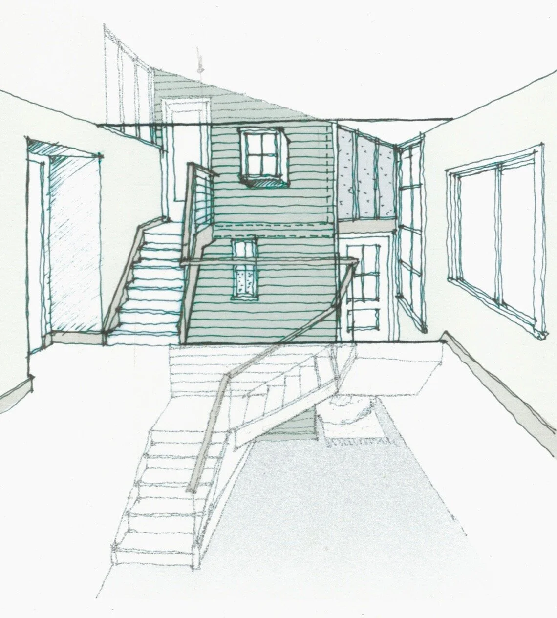  Initial “Stair Village” concept sketch 