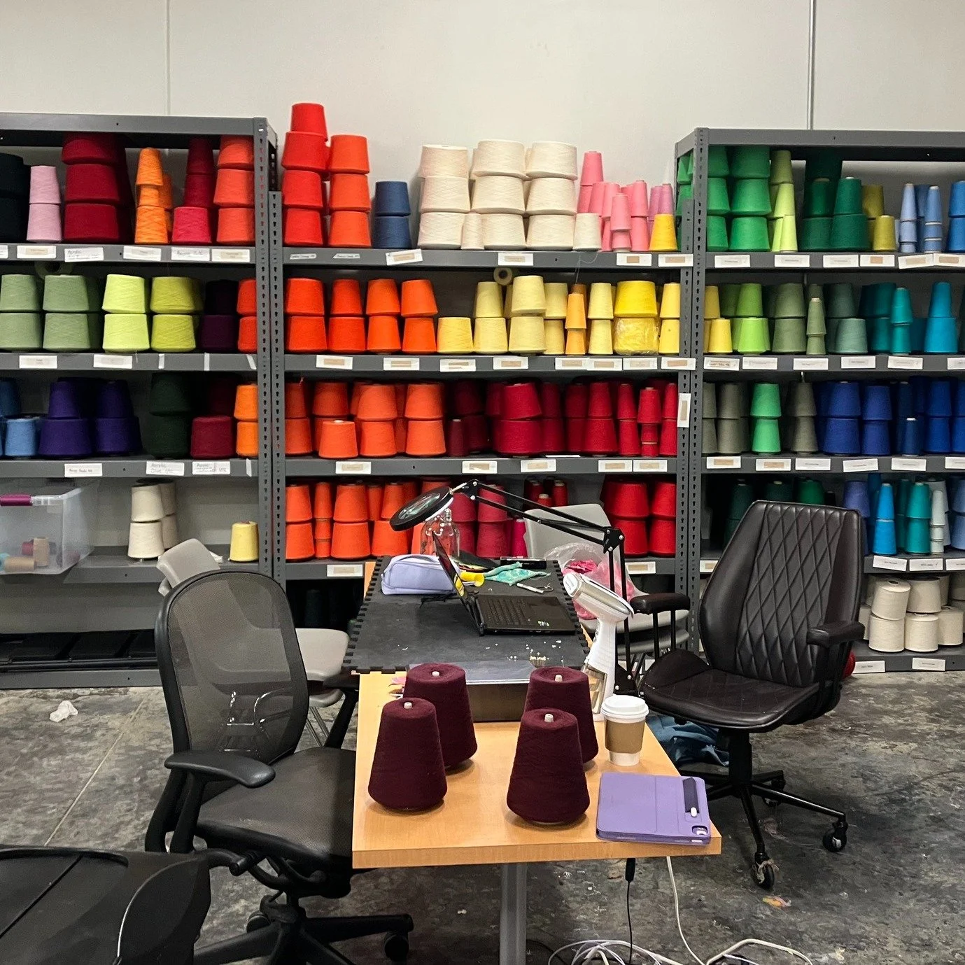 Rainbows of yarn and miles of machines! So excited we get to continue supporting the incredible work at @ncstatewilson College of Textiles!
🧶
#wilsoncollegeoftextiles 
#collegeoftextiles 
#gopack
#renovation
#raleigh #raleighnc
#college
#architectur