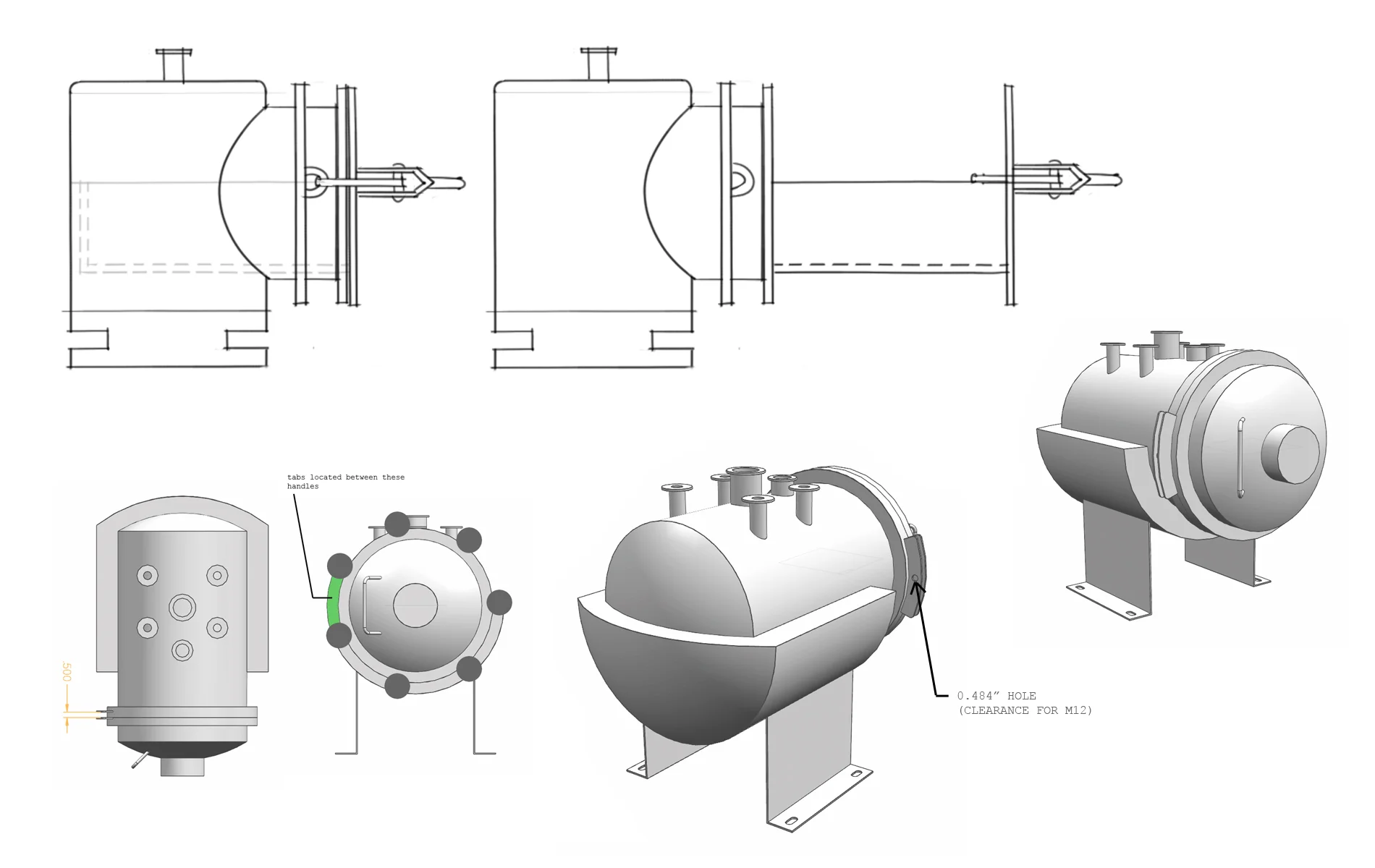 Design sketches and early CAD development