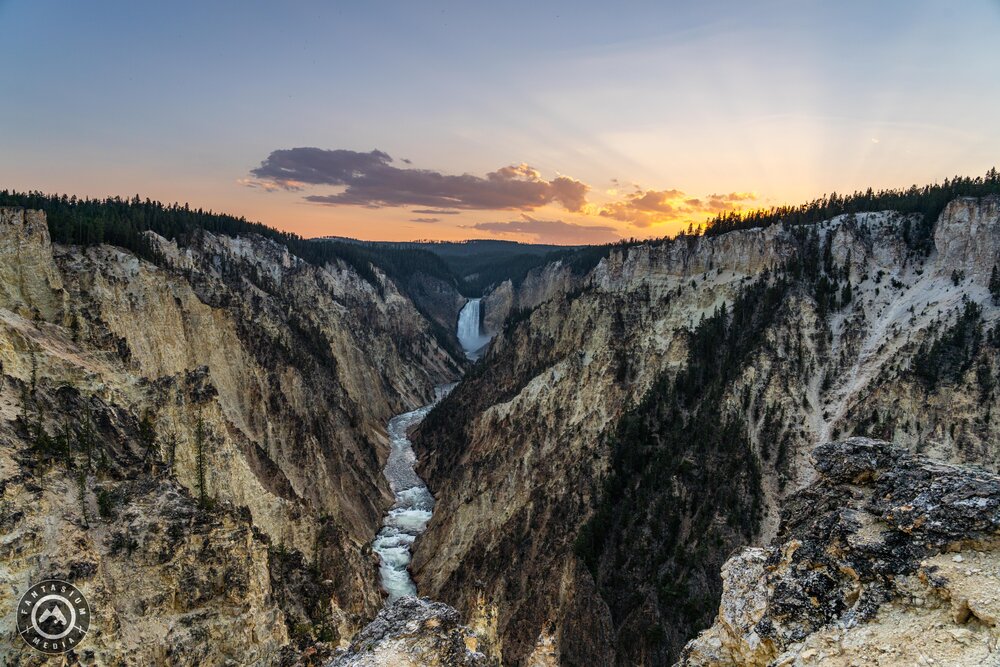 Lower Falls from Artist's Point at Sunset - Yellowstone National Park