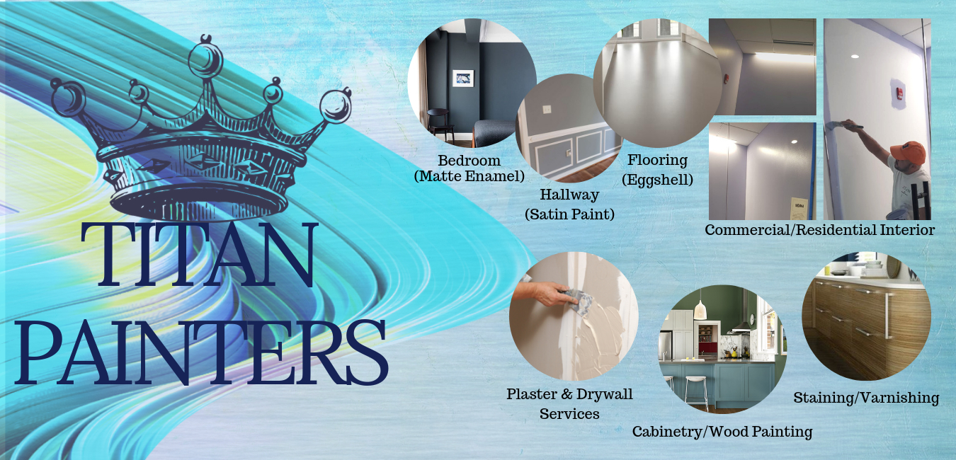 Titan Painters Interior Painting Projects and Paints used (Matte enamel, Eggshell, Satin Paint, Cabinetry, Wood Painting, Staining, Varnishing wood surfaces,