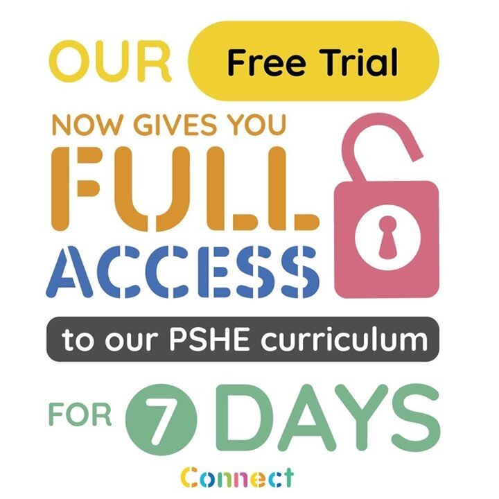 After some helpful feedback from our members, our free trial has changed! You can now get FULL ACCESS to the entire curriculum, training and resources for 7 days ⠀
🌐 Head over to http://www.connect-pshe.org to find out more and get started⠀
.⠀
.⠀
.⠀