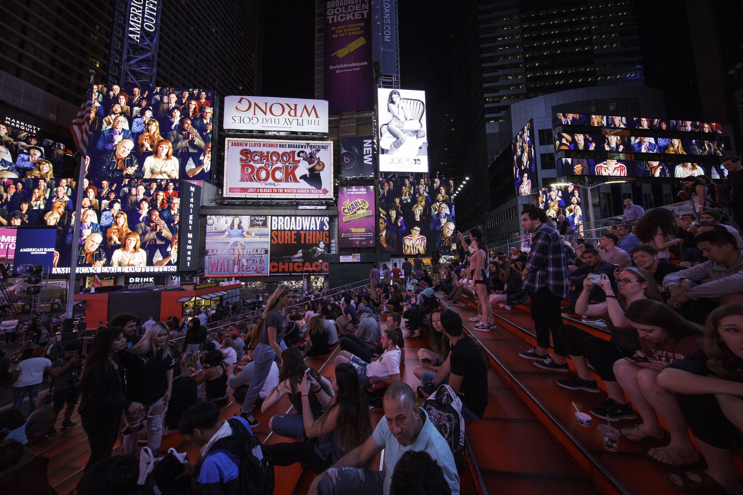  Applause, 2016. Times Square, Midnight Moment. June 1–30, 2017.   Photo by Ka-Man Tse for Times Square Arts 