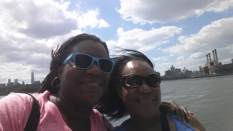  Malayka and her mom enjoying the sunshine on the  ferry 