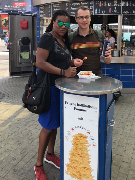  Eating  some delicious Currywurst 