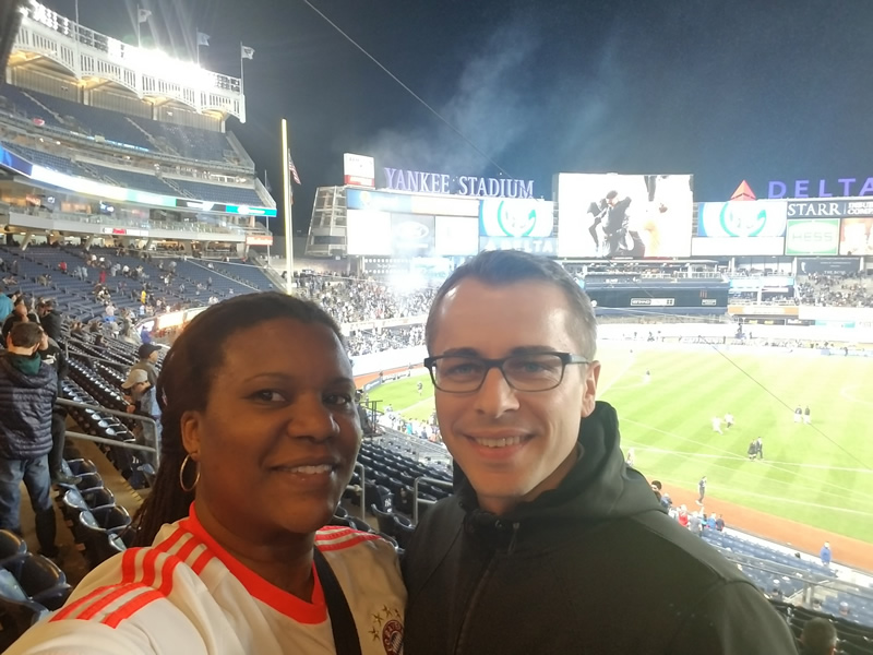  Watching a soccer game at Yankee stadium 