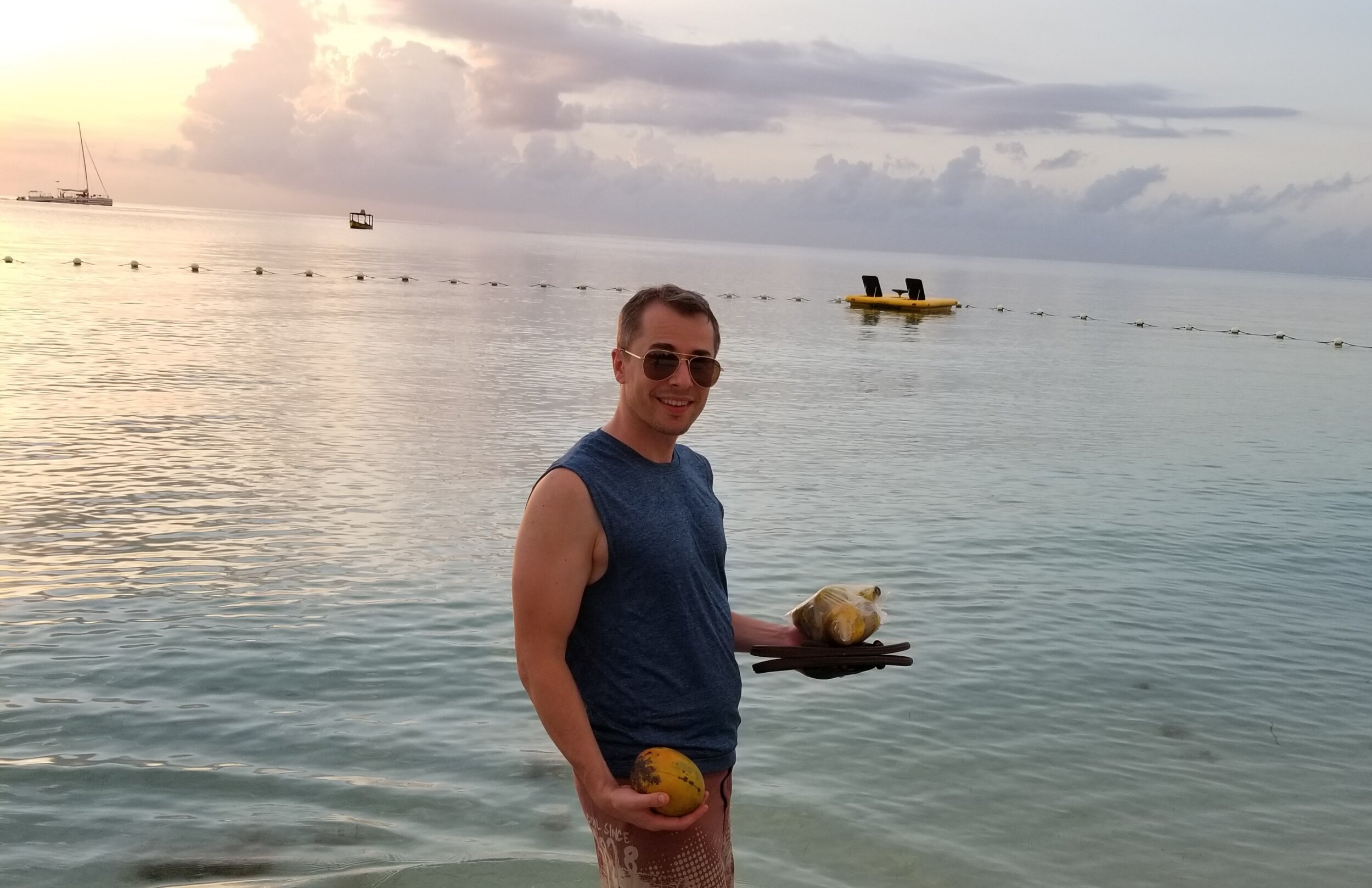  Enjoying coconuts on the beach! 