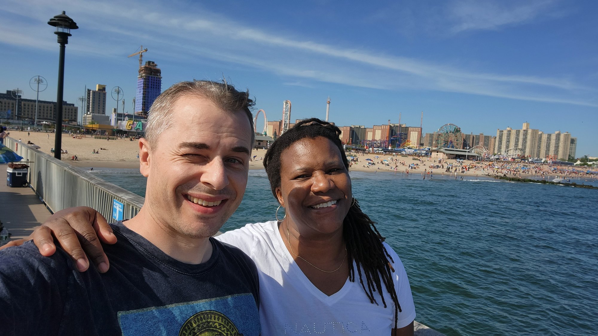  Taking in the sights from the boardwalk at Coney Island! 