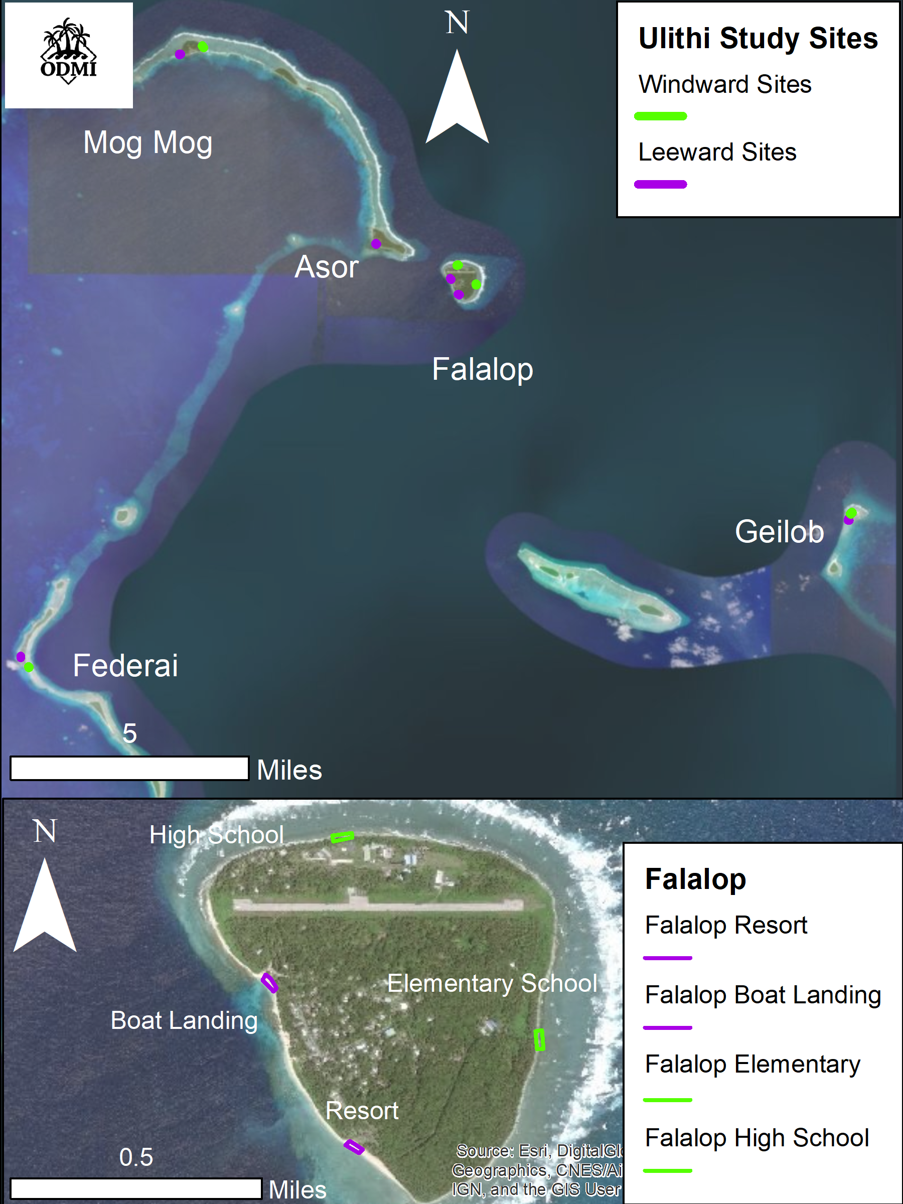 Map of the Ulithi Atoll Study Sites