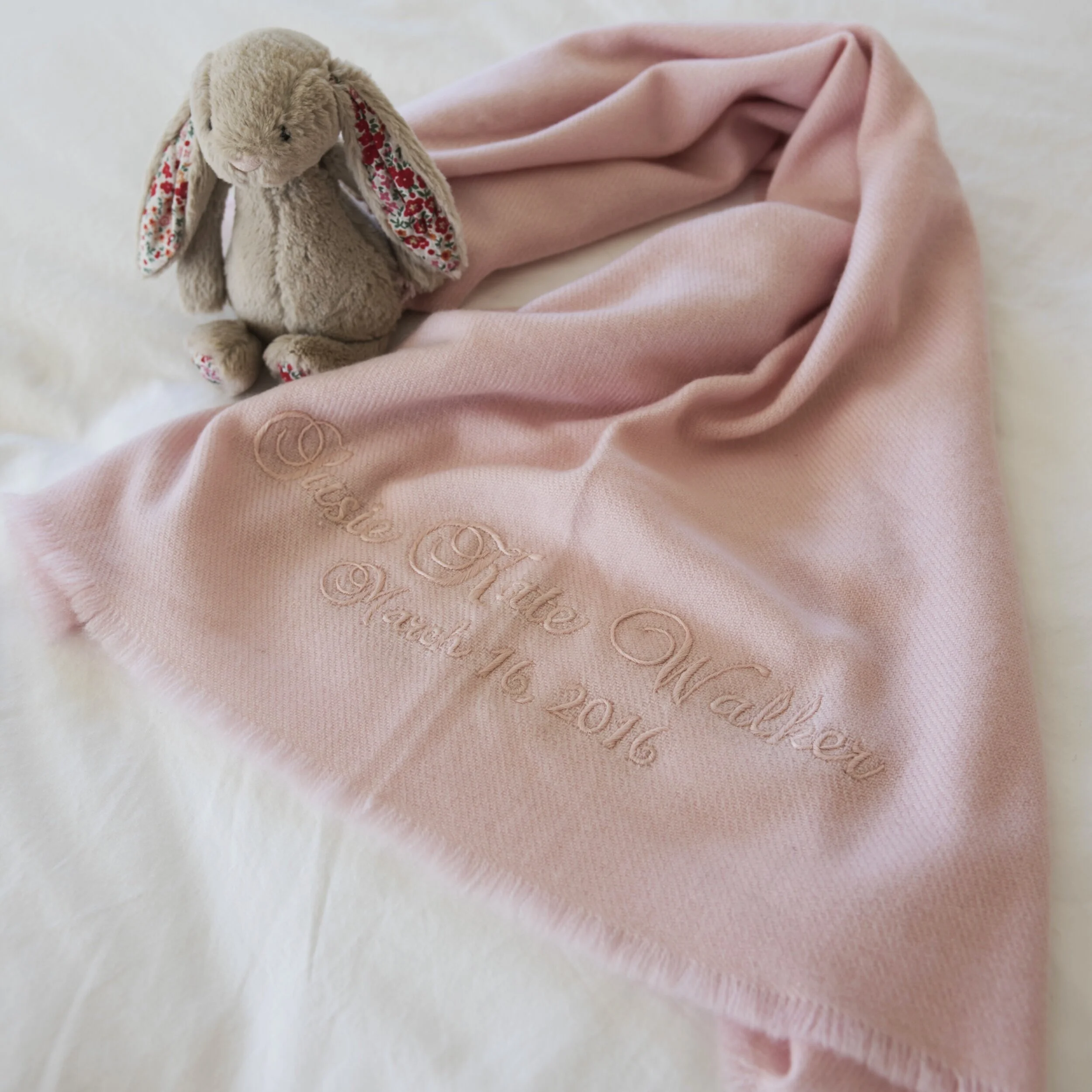 baby blanket with name and birthdate