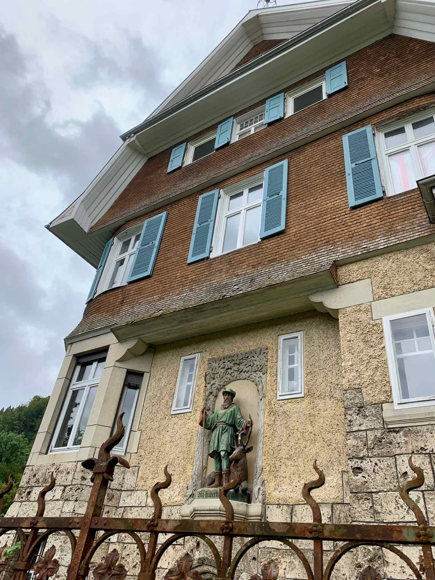 Statue on a hunting lodge, Beuron, Germany