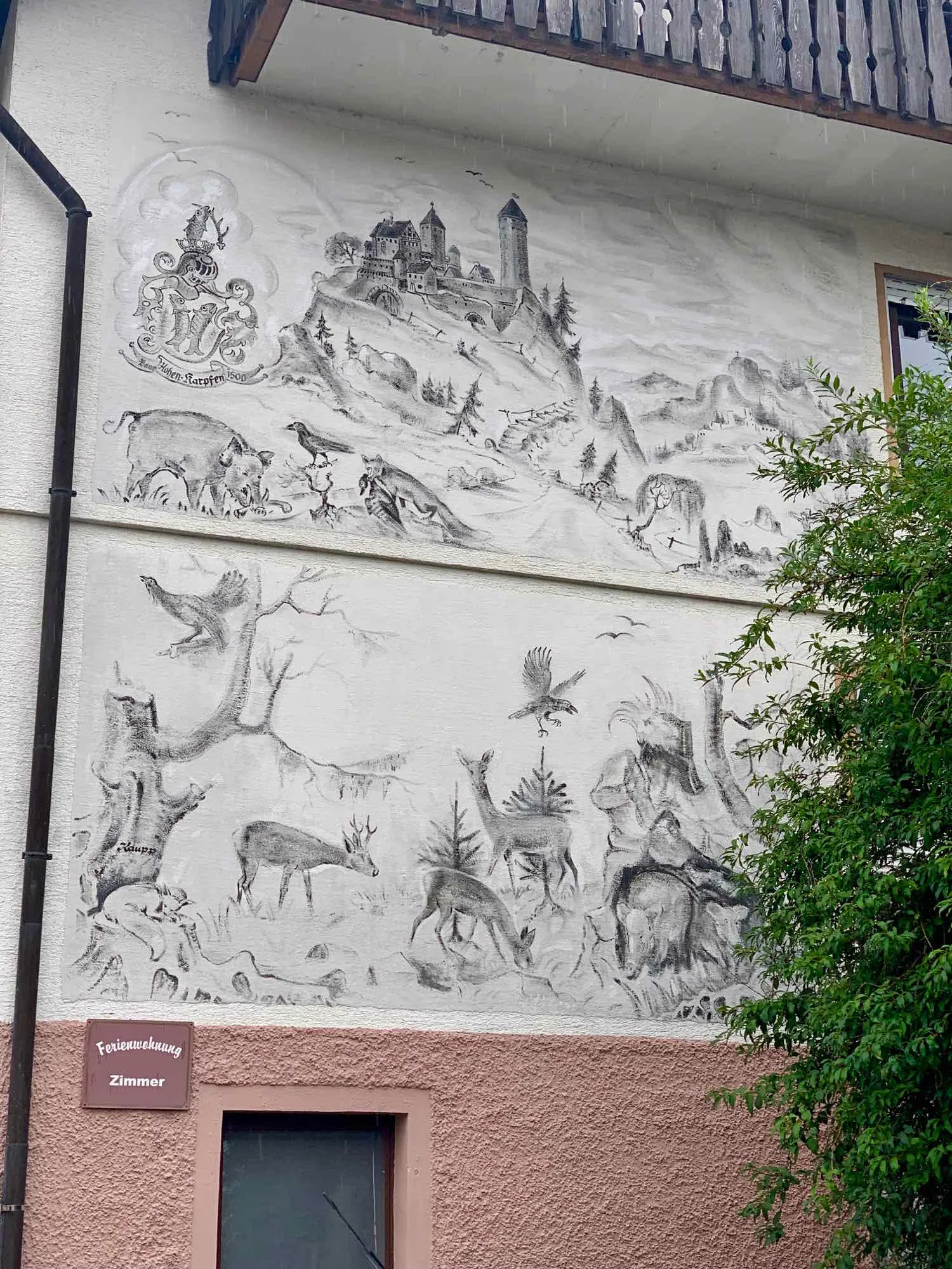 Drawing on a wall, Gutenstein, Germany