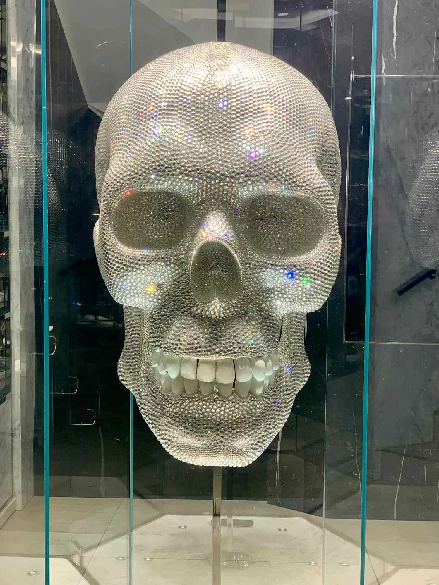 Rhinestone skull in a shop window