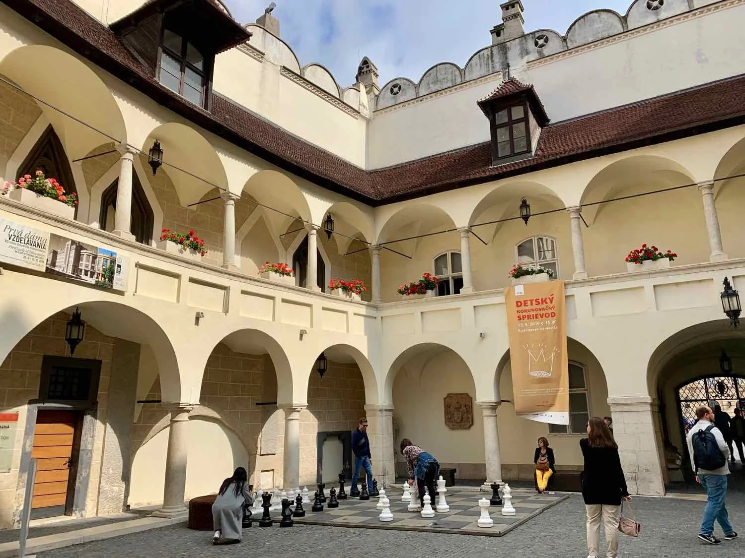 Playing chess inside the Old Town Hall