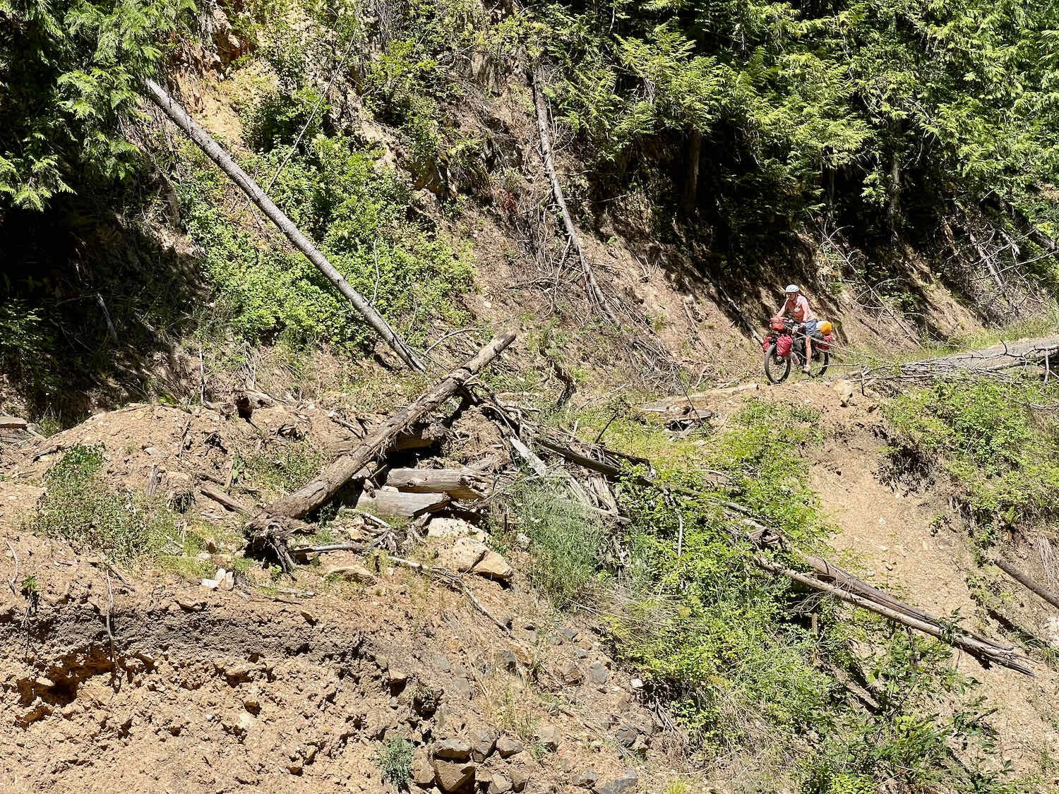 Debris from an older avalanche, road clear