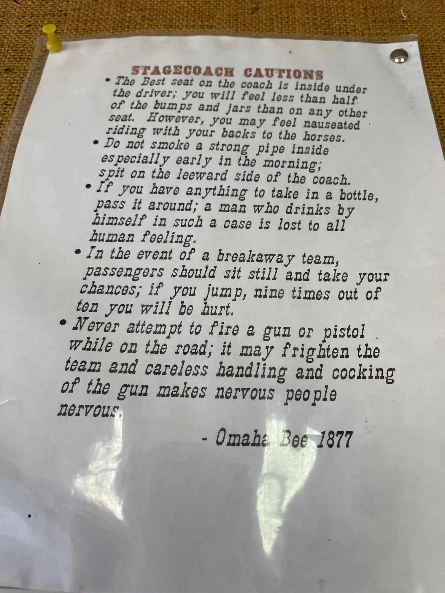 Practical advice for travelers, Custer City