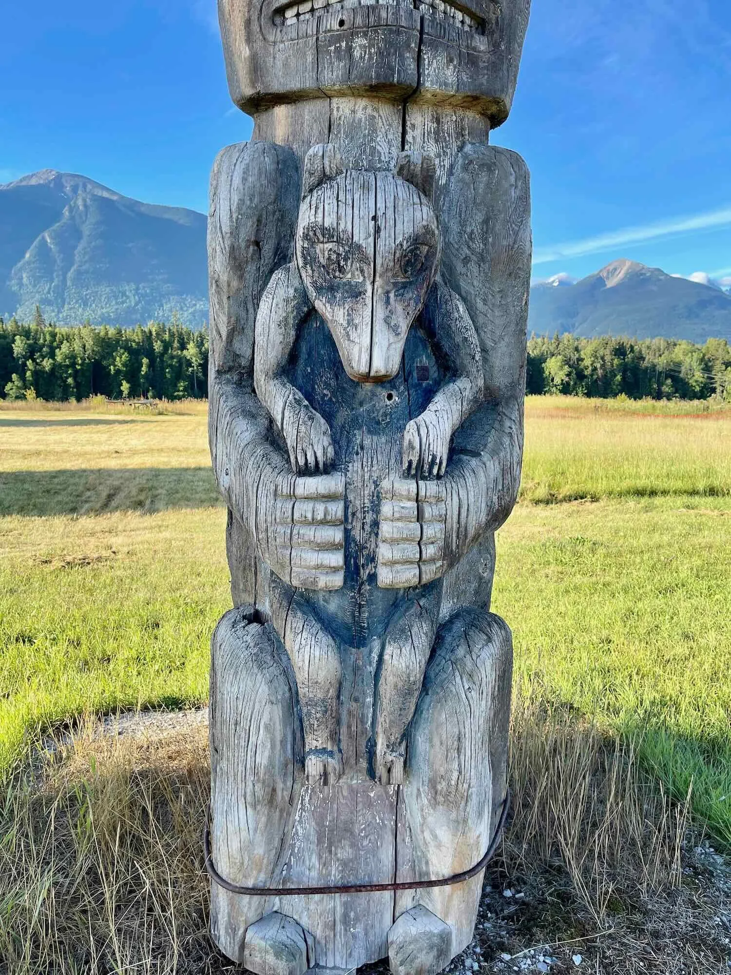 Detail on a Kitwanga totem pole