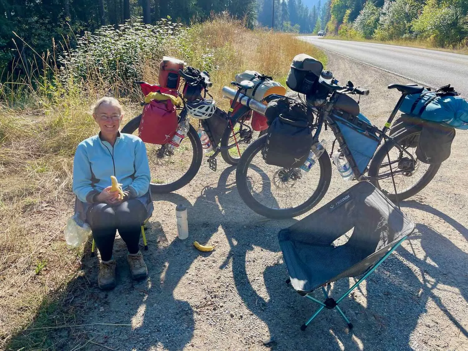 Enjoying a roadside snack