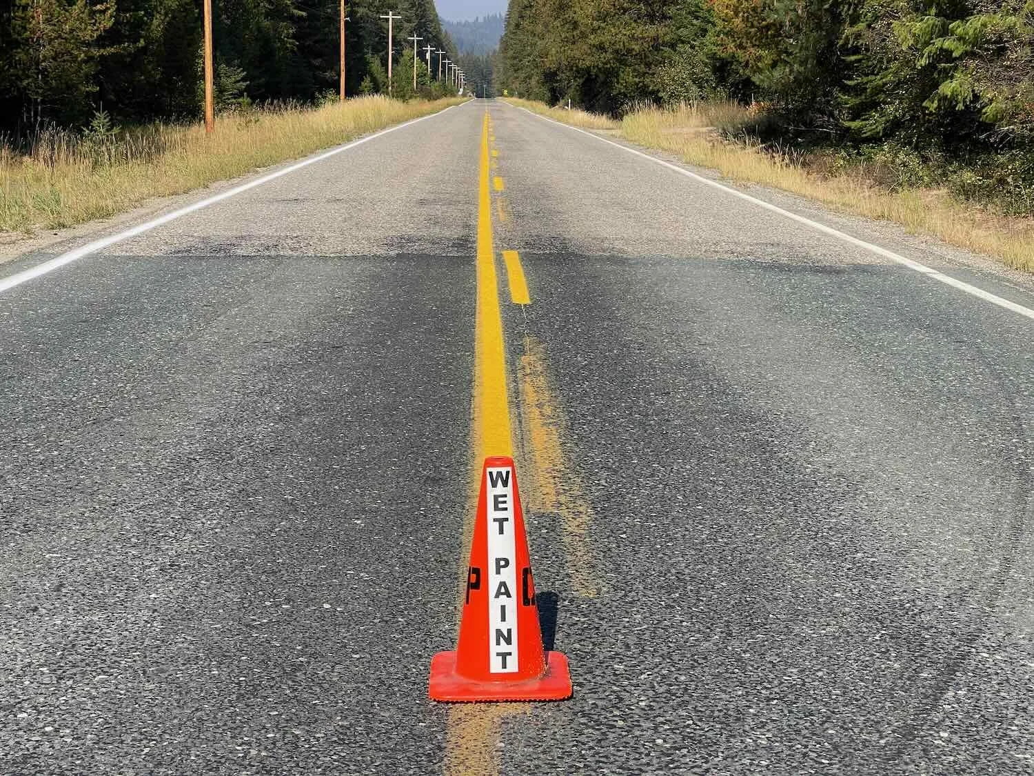 Don't drive on the new road lines