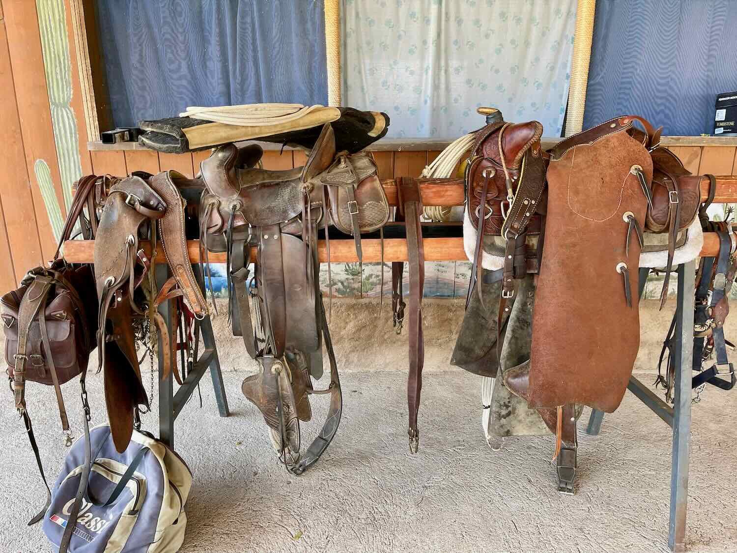 Authentic, well-used saddles