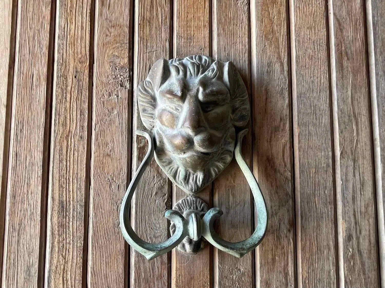 Fanciful knocker on the mission's door