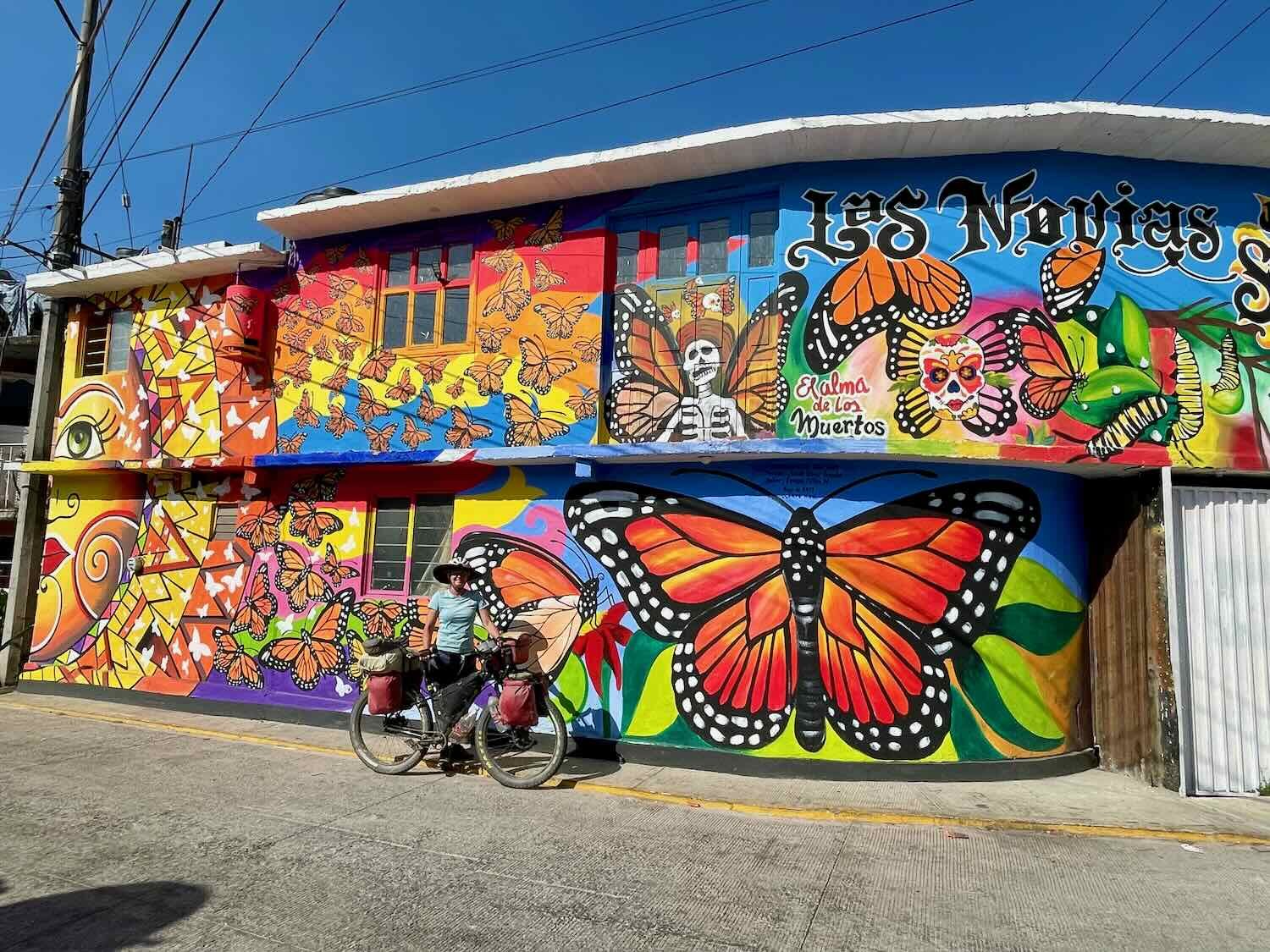 A dazzling monarch mural
