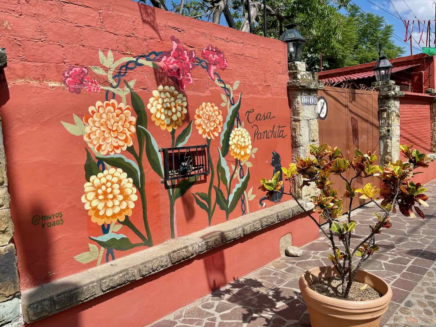 A colorful mural along Calle San Felipe del Agua