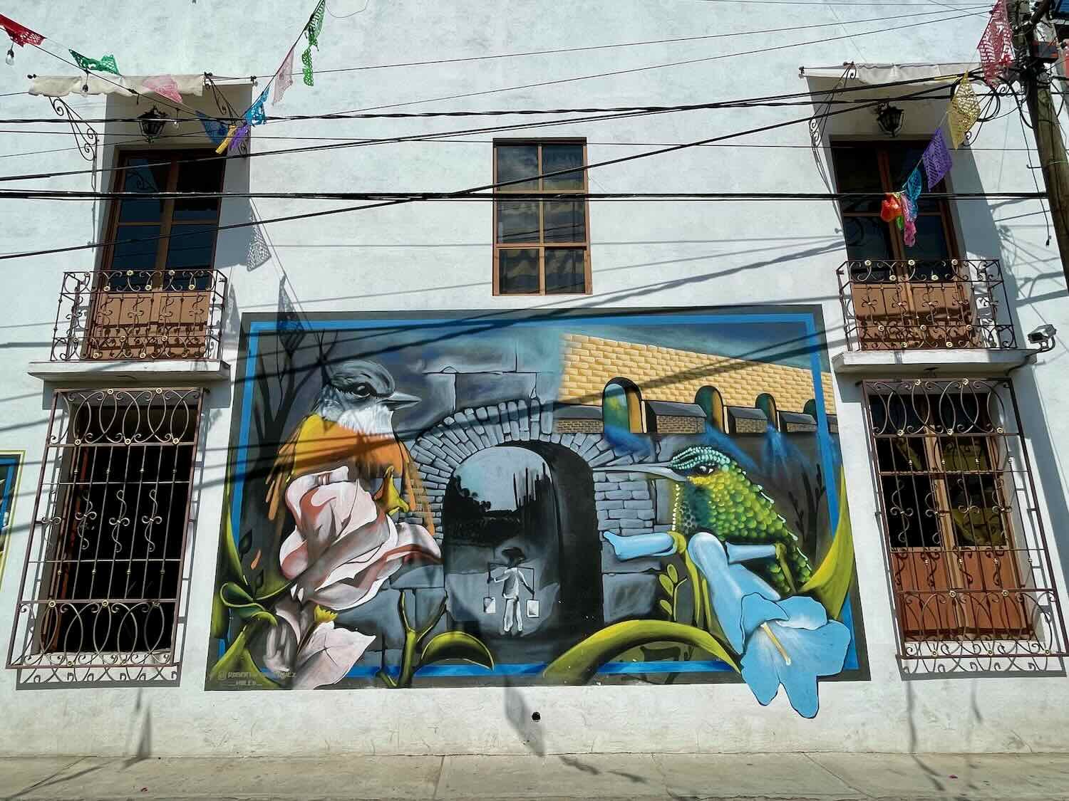 Another colorful mural along Calle San Felipe del Agua