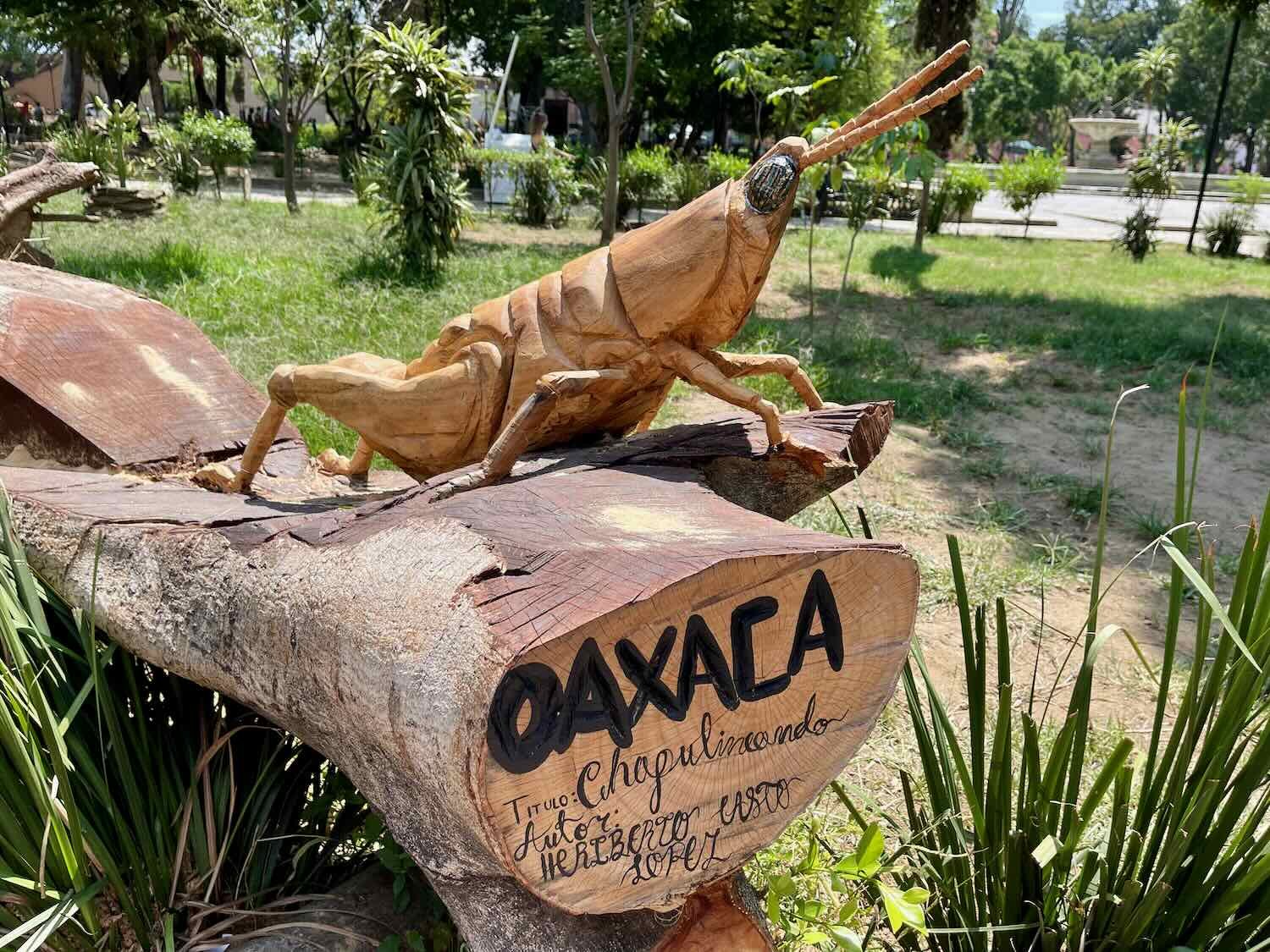 Wood carving in the Plaza El Llano