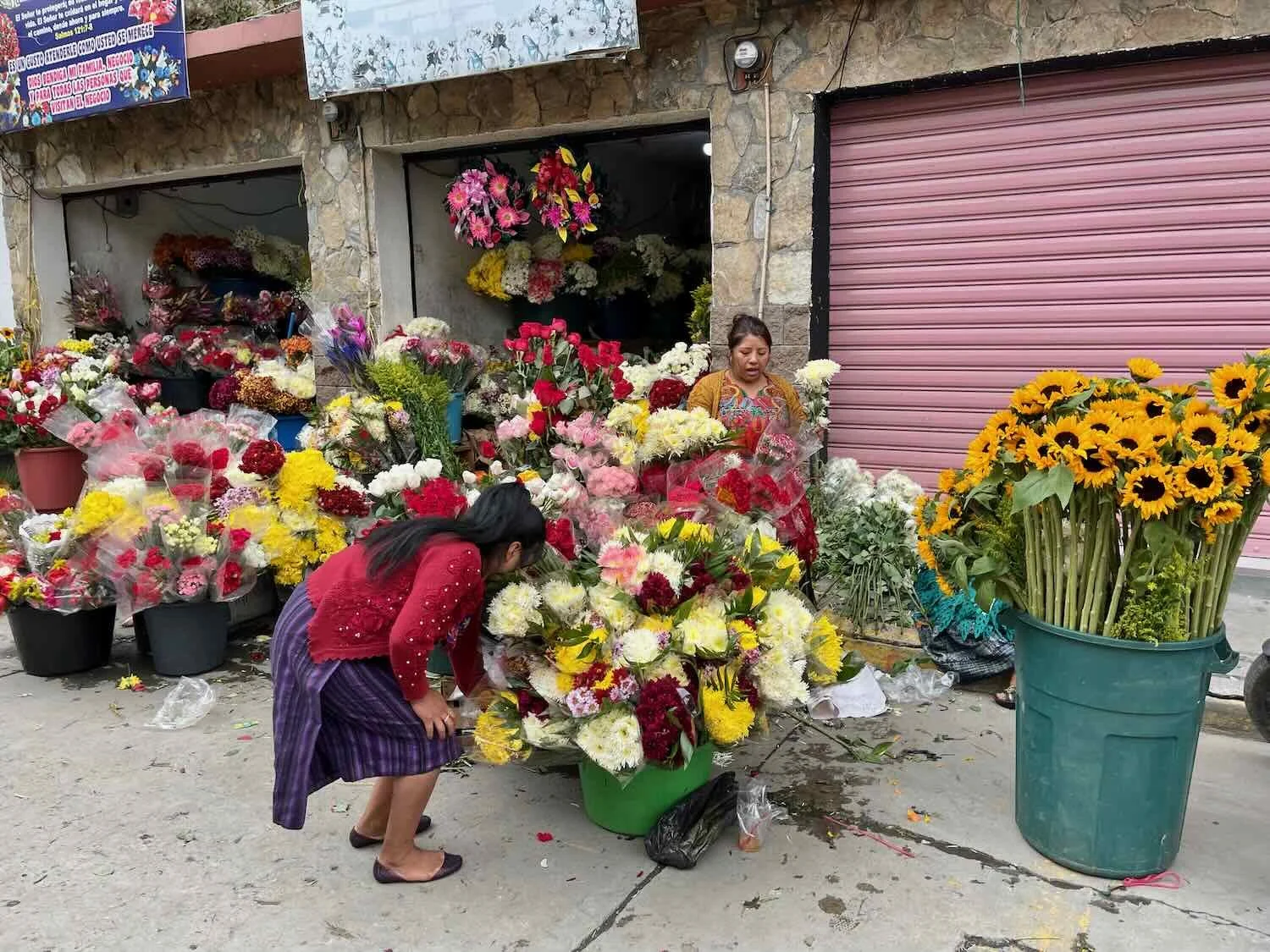 Fresh flowers sold as gifts for the dead