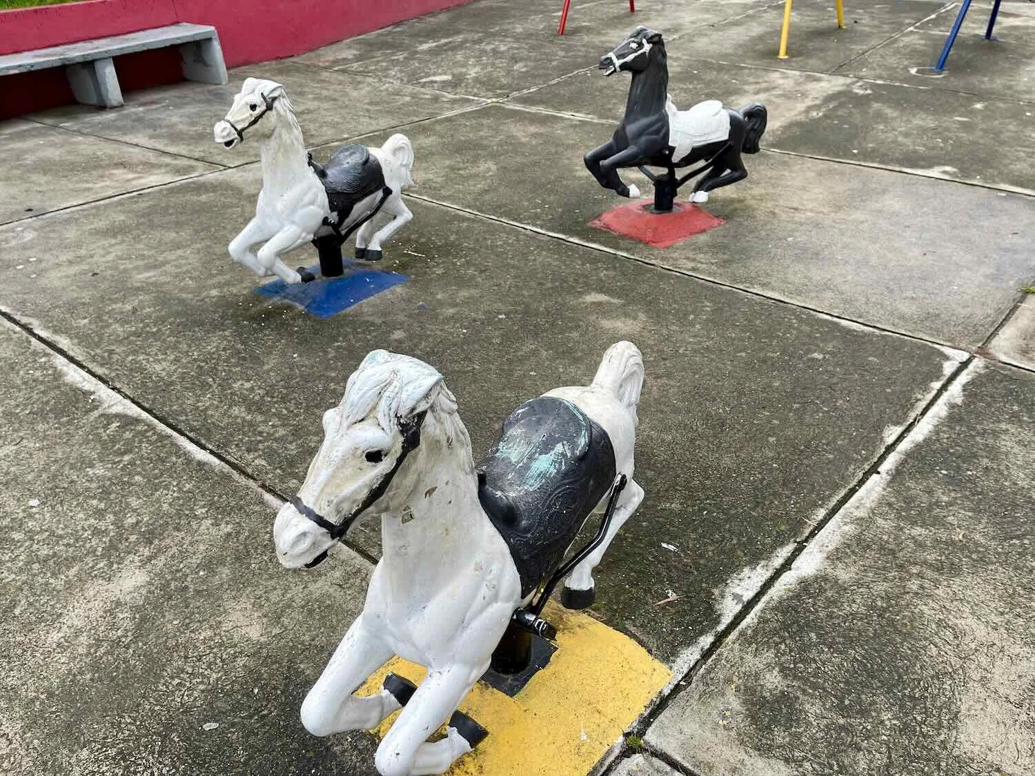 A galloping herd of hobby horses