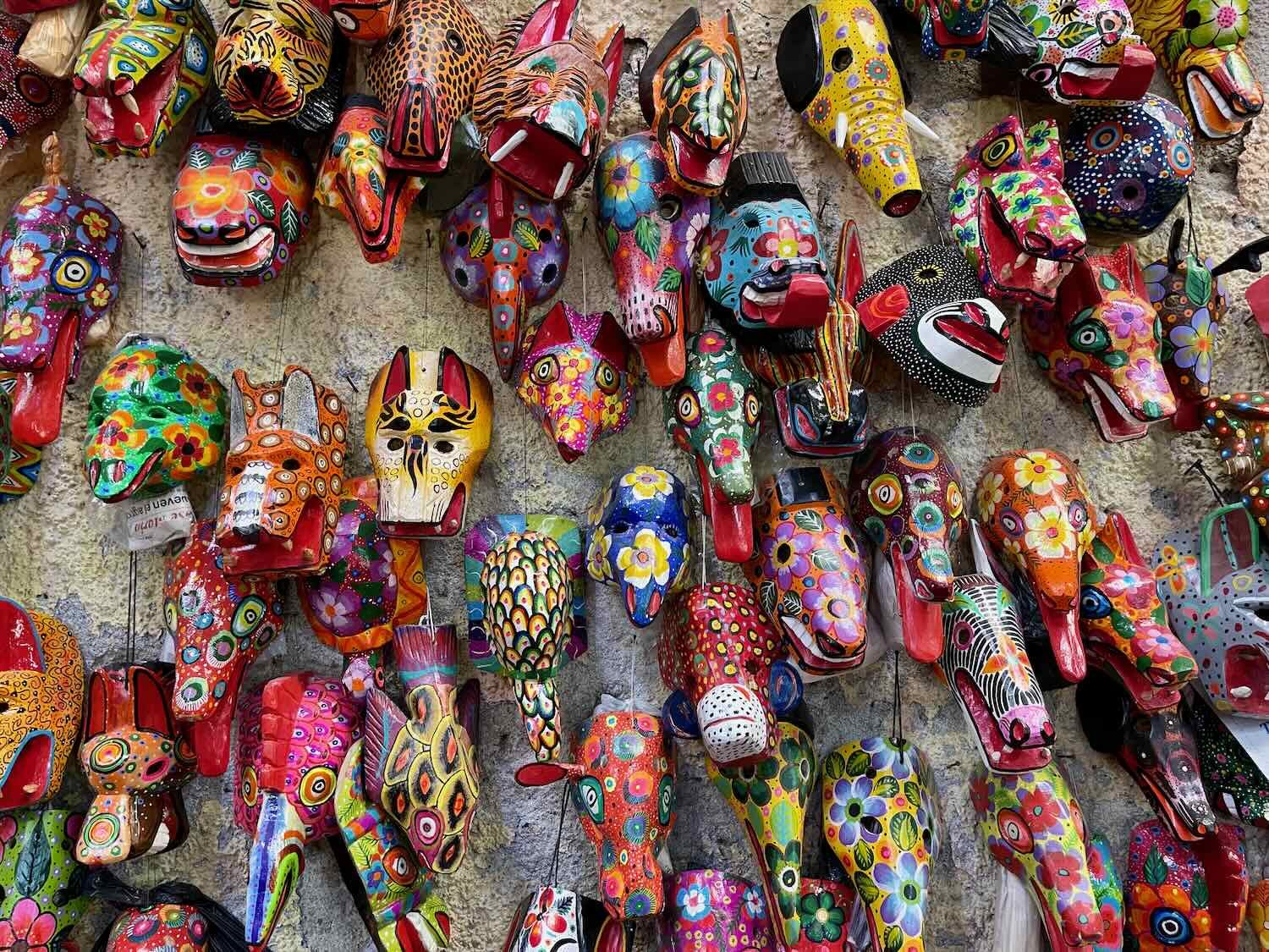 Colorful masks in the market