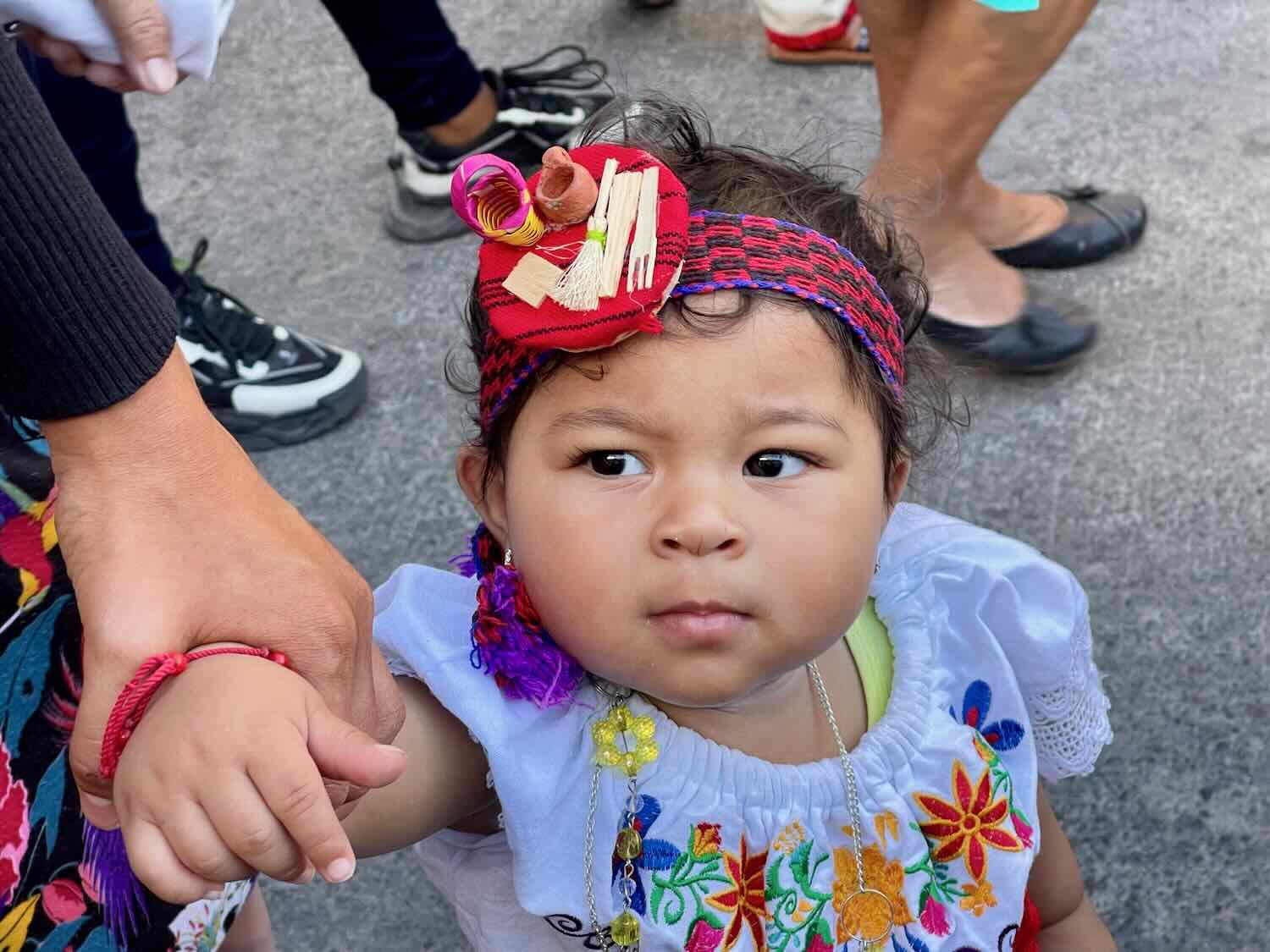 Dressed up for Virgin of Guadalupe Day.