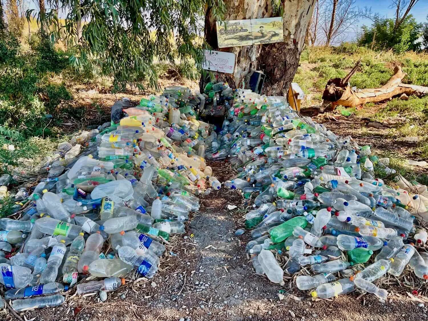 Water offerings at a shrine to the folk saint, Difunta Correa