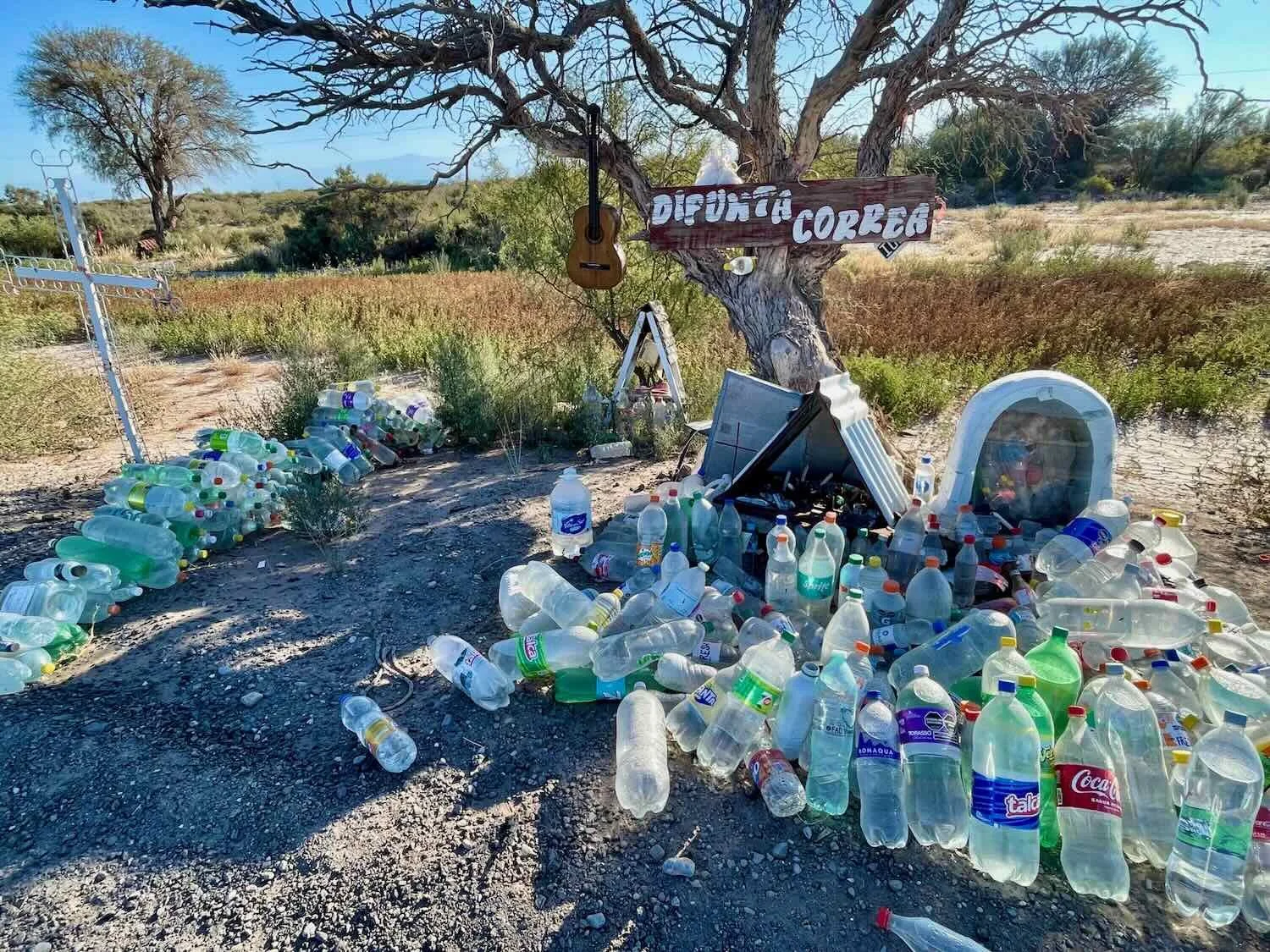 Water offerings to the folk saint, Difunta Correa
