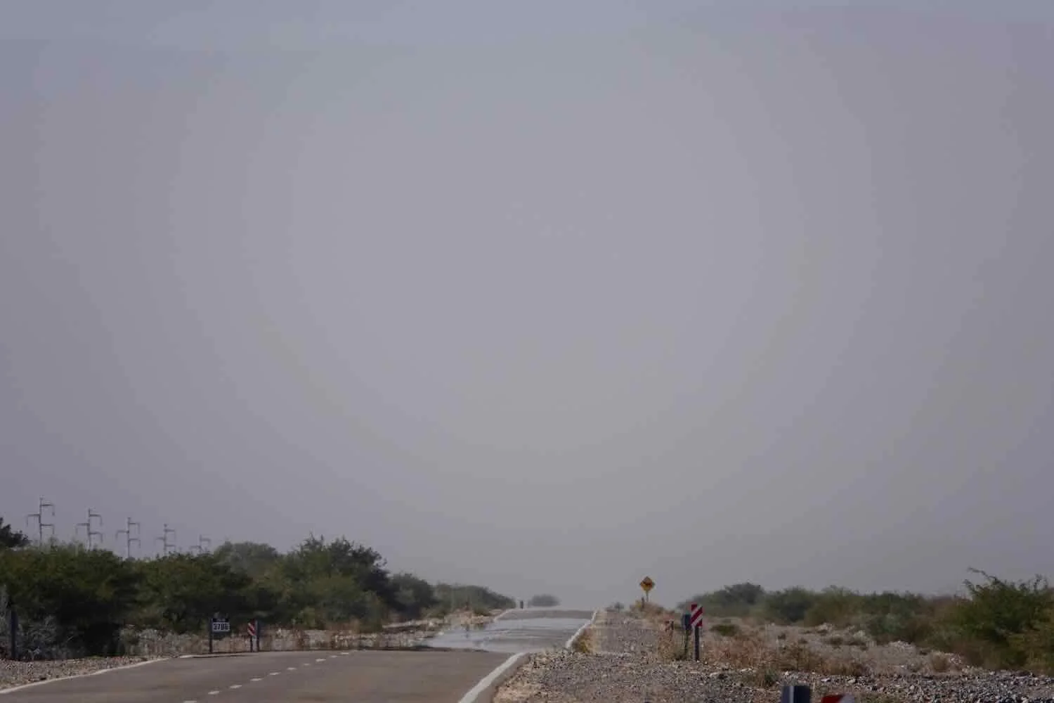 The dust in the air ahead was so thick, it looked like we were cycling into a sandstorm