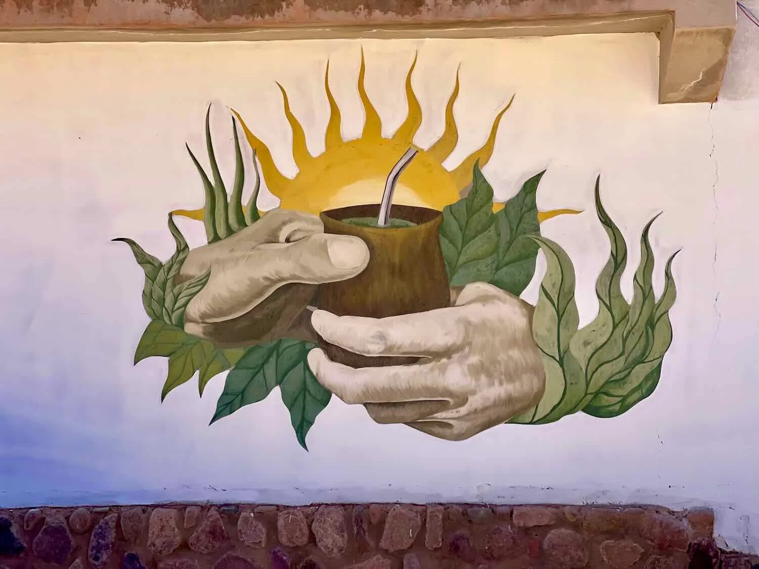 Mural of a cup of mate tea - an iconic cultural symbol in Argentina