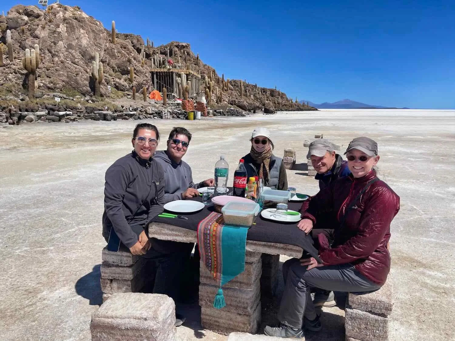 Lunch at a salt table on the salt flats