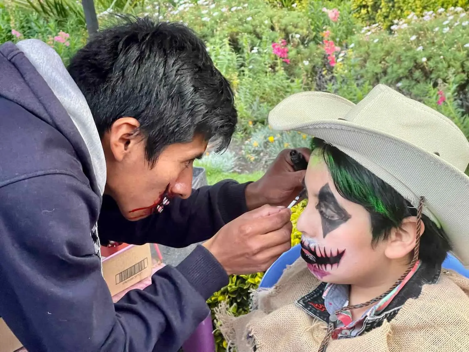 Halloween face painting was very popular with the kids - especially skull themes.