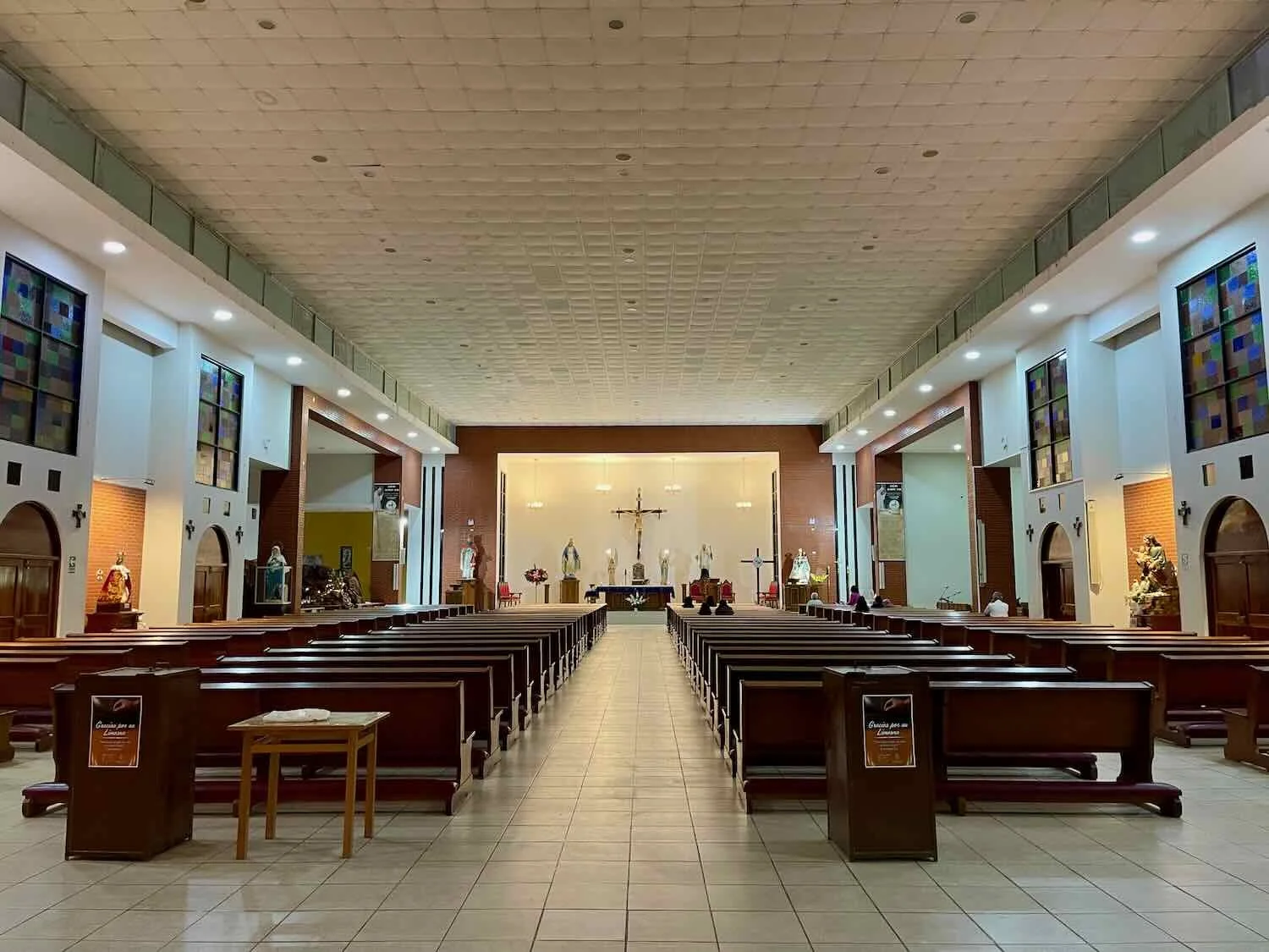 The sleek, modern interior of the Church of San Clemente