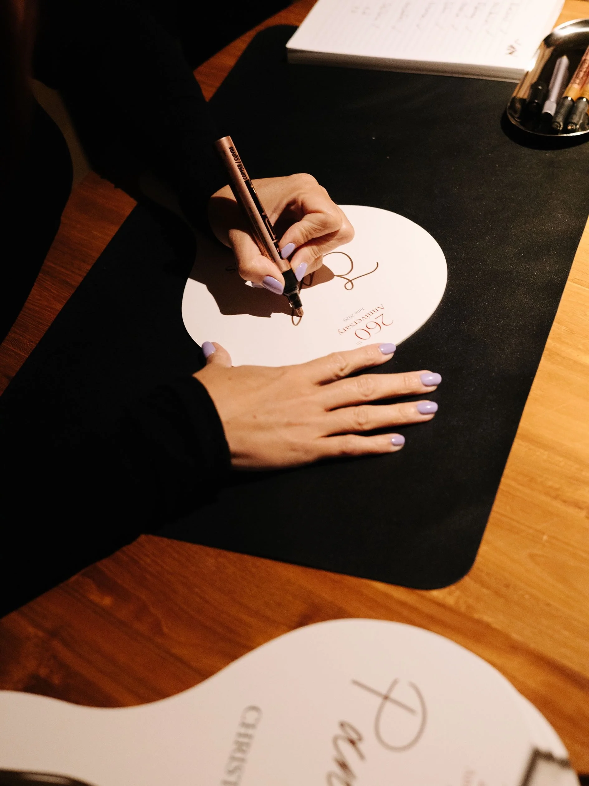 Calligraphy for @christiesinc at their special anniversary event celebrating 260 years! ✨

I was personalising paddles for guests surrounded by beautiful artwork, a gorgeous evening I feel very lucky to have been part of! 

Thanks for having me @chri