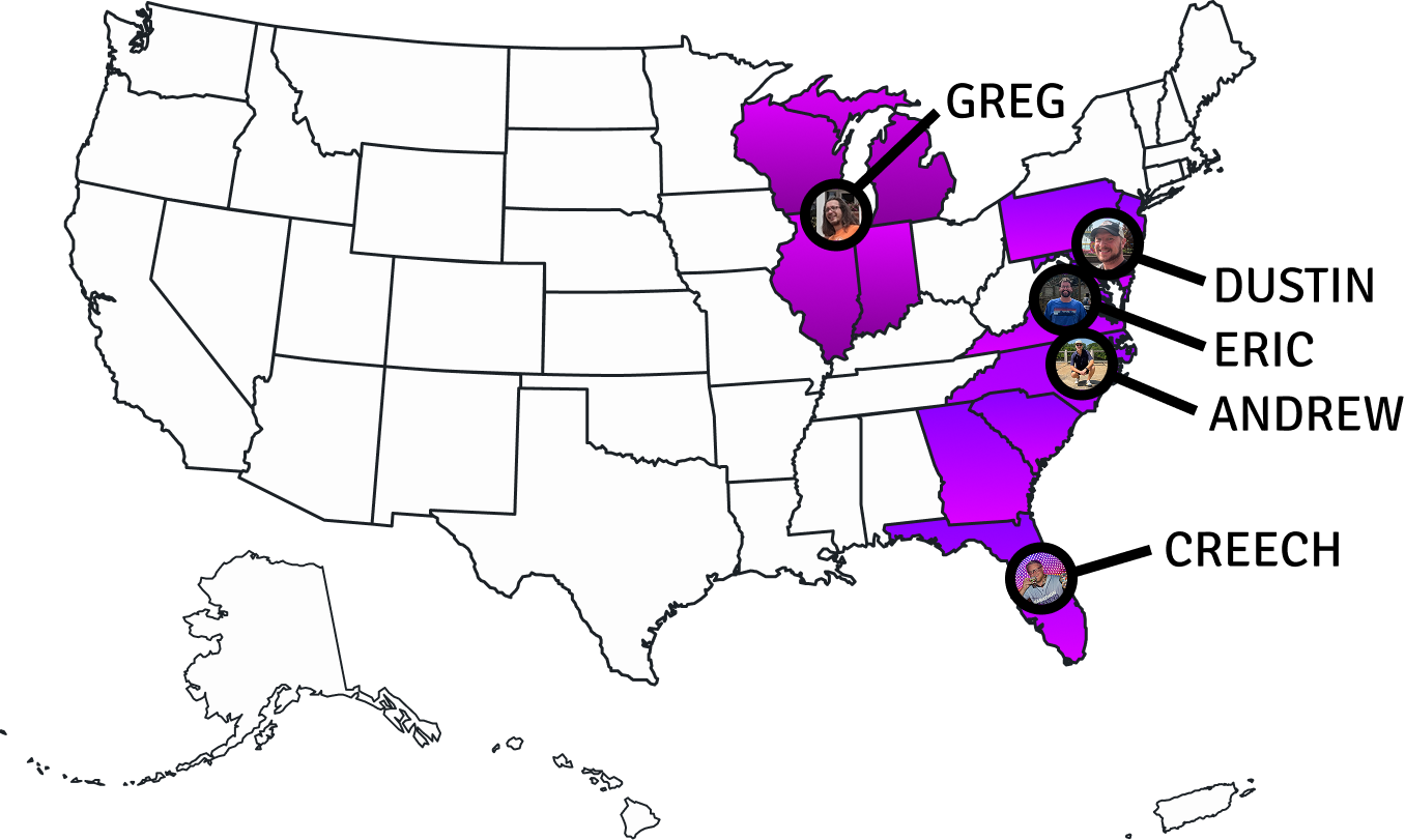Map of where the Park Rovers team lives