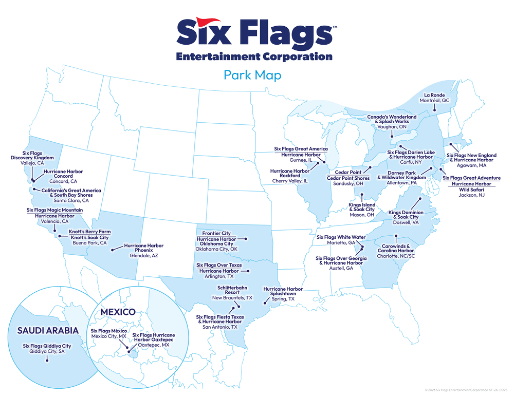 Six Flags Map.pdf Complete Guide to Six Flags Parks — Park Rovers