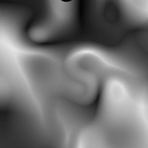  m=512;   [X,Y]=meshgrid(1:m);   a=255.*rand(6);   r=imresize(a,m/6)./2;   imshow(interp2(X,Y,imresize(a,m/6,'bilinear'),0.7*X+r,0.7*Y+r),gray(256))    